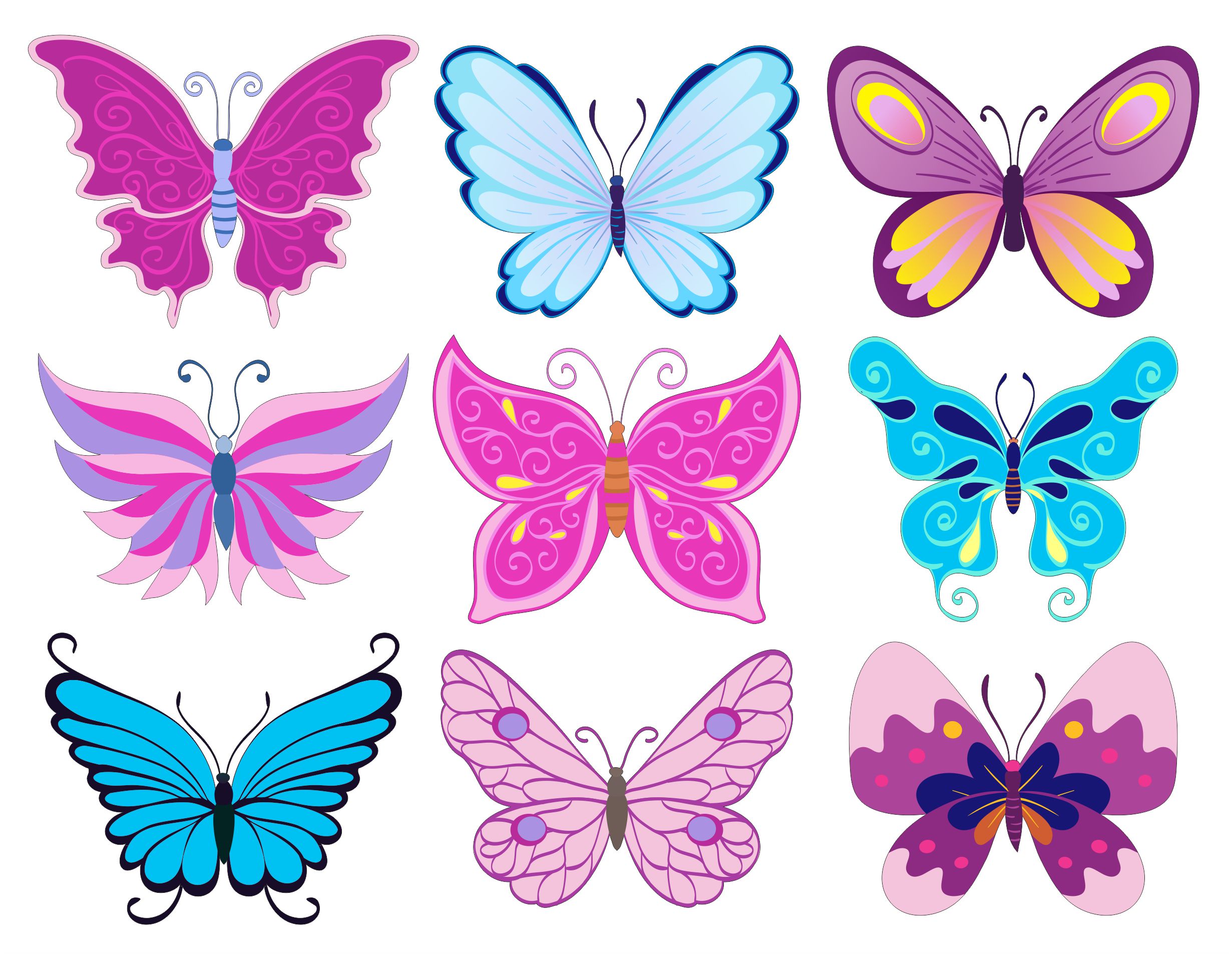 Шаблон бабочек для печати. Разноцветные бабочки. Бабочки для вырезания цветные. Бабочки трафарет цветные. Красивые цветные бабочки для вырезания.