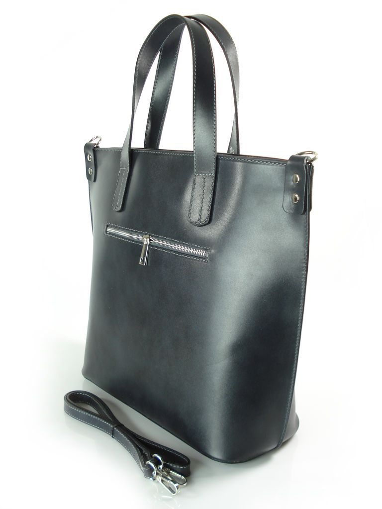 VERA PELLE DUŻA WŁOSKA TORBA SHOPPER BAG SZARA Płeć kobieta