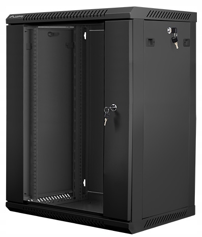 15U 19" Szafa Rack wisząca teleinformatyczna Szafka szklane 450 Czarna