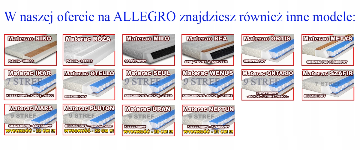 Materac Sprężynowy REA 90x200 90/200 KOKOS - H2 H3 Twardość materaca H2 H3