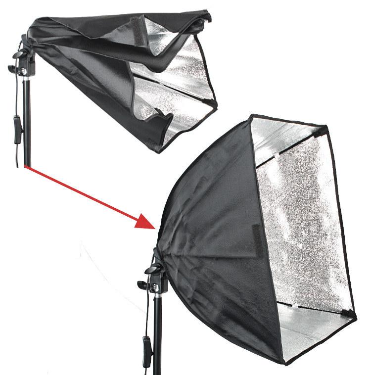 SOFTBOX 40x40 na ŻARÓWKĘ ŚWIATŁA STAŁEGO E27 Kod producenta 40X40-1XE27