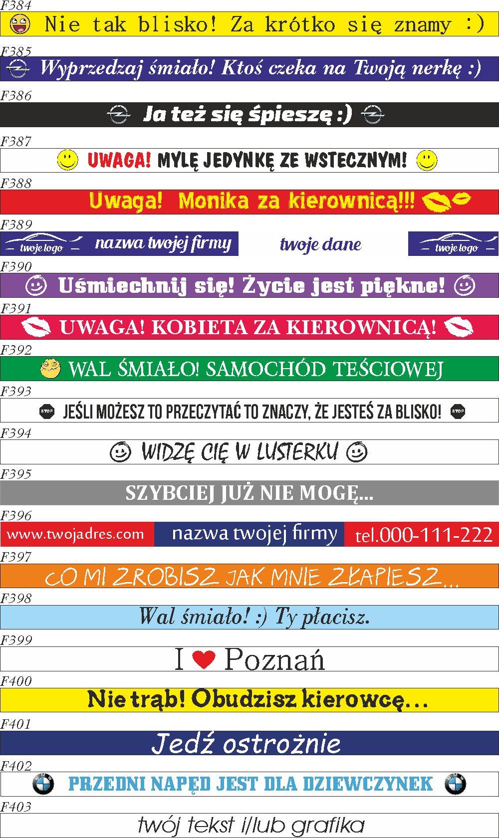 NÁLEPKY NA RÁMY POD REGISTRAČNÚ TABUĽU -10ks