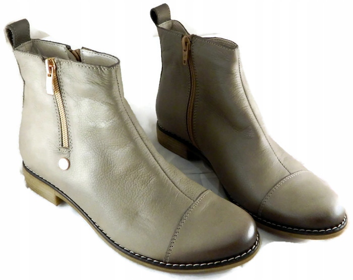 

Stylowe, Wygodne Botki Dwa Zamki Skóra Nat UNI-81