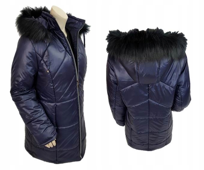 PŁASZCZYK ZIMOWY OCIEPLANY KURTKA ZIMOWA XL 44 46 Rękaw długi rękaw