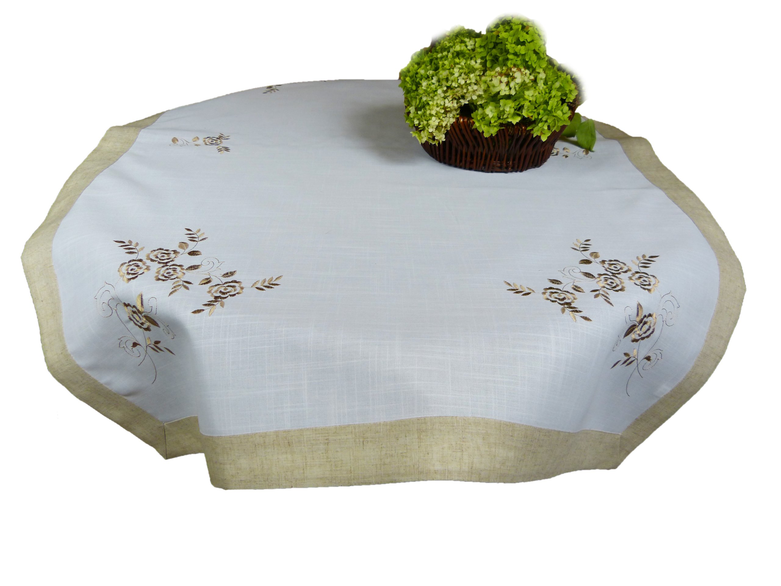 Klasický vyšívaný ubrus 140x220 krémový