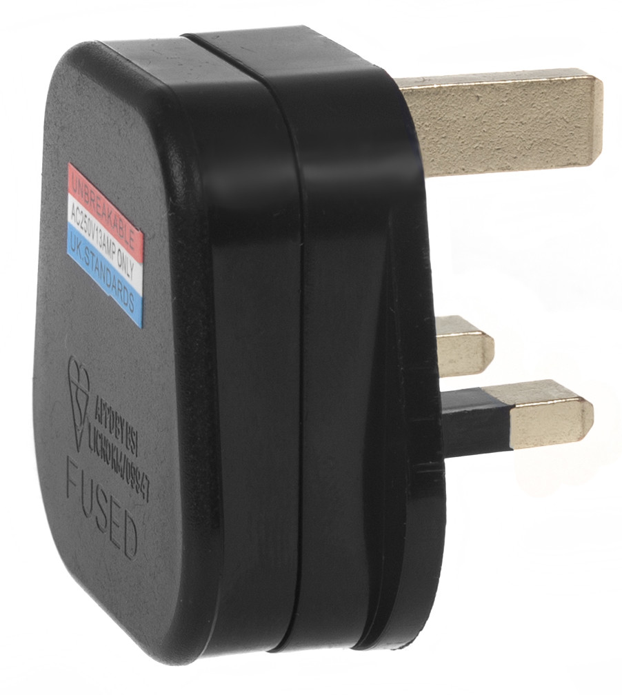 

Wtyk Uk czarny do montażu na kabel 230V Uk 3 pin