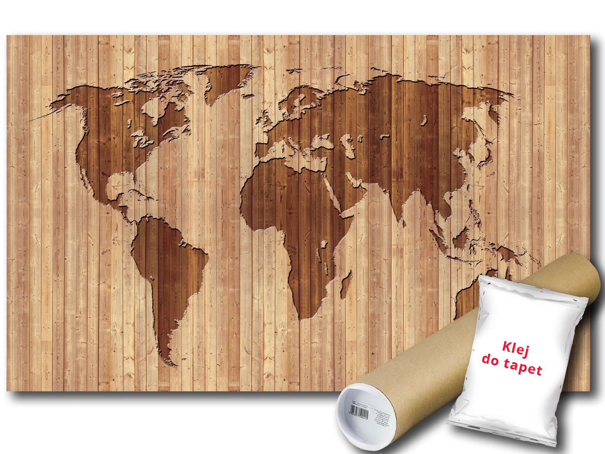 Vinylová Fototapeta Mapa Světa Dřevo 208x146