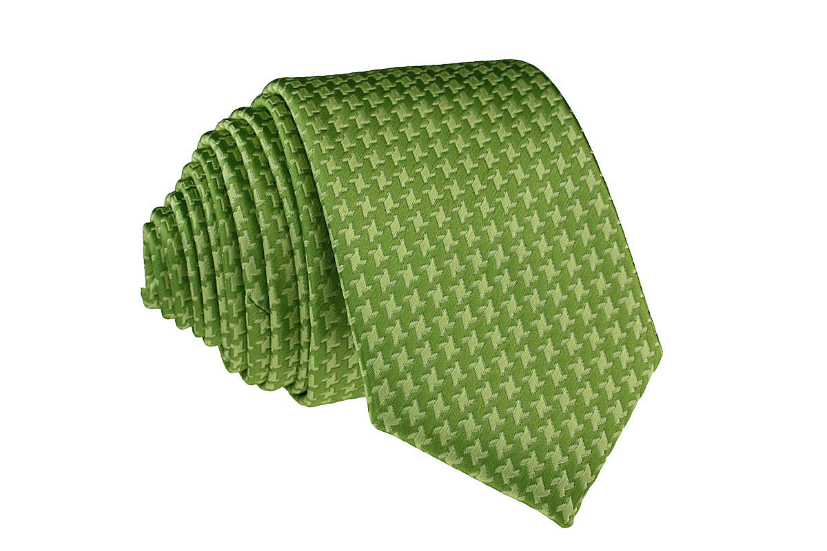 

Krawat Wąski Śledź 6 cm - Zielony W Pepitkę