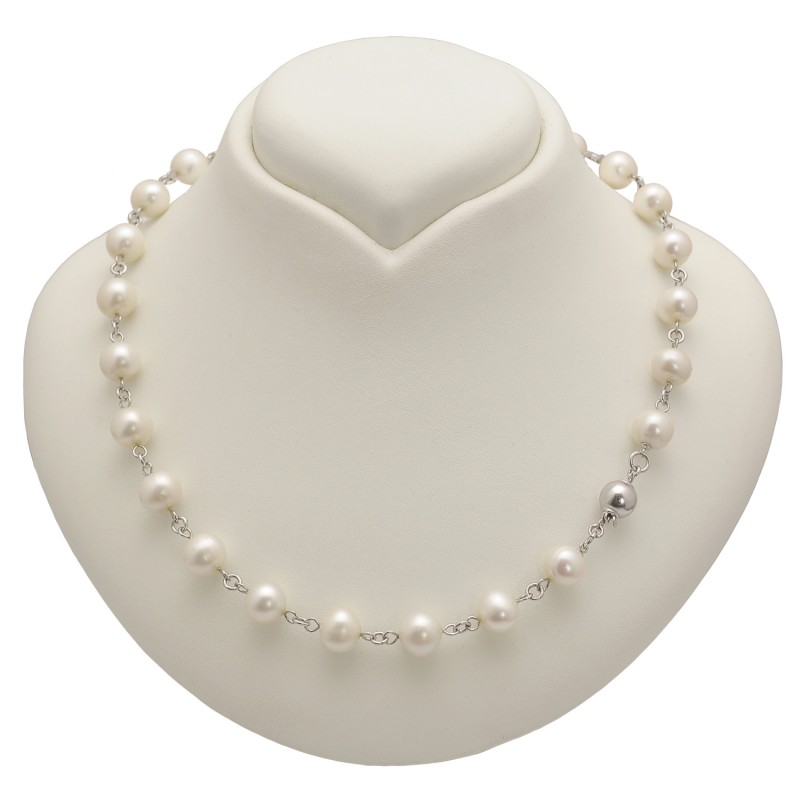 Stříbrný Náhrdelník – Řetízek Z Pravých Perel