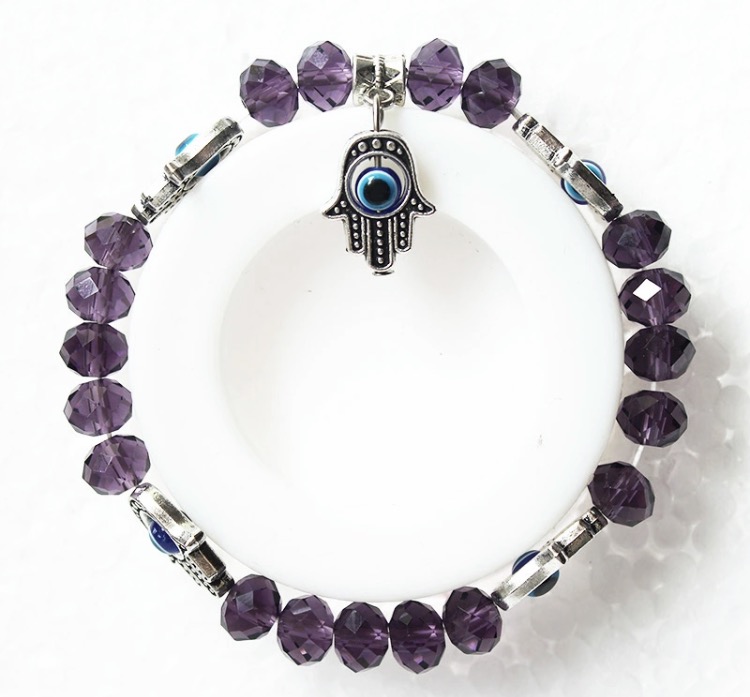 

Purpurowa bransoletka fioletowa oko hamsa 14