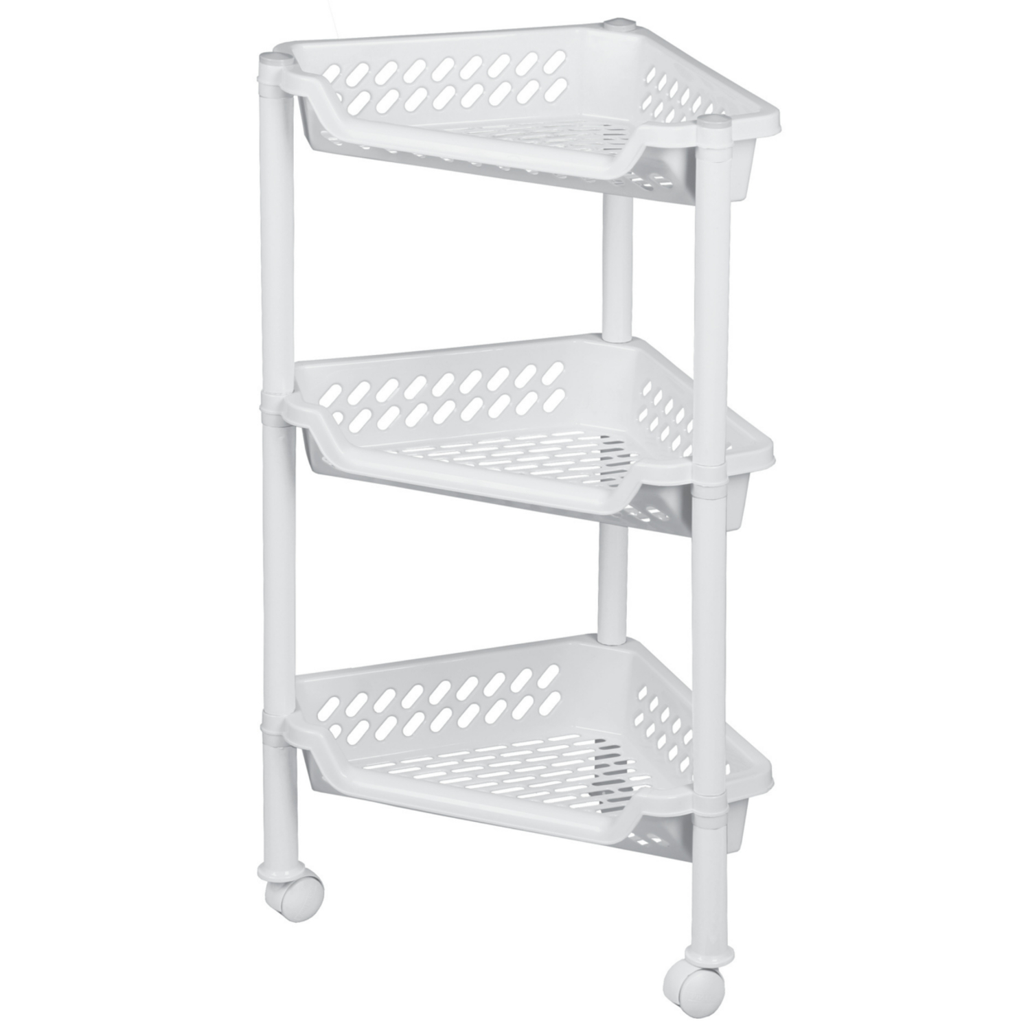 REGAŁ NAROŻNIKOWY NA KÓŁKACH 3 PÓŁKI PLAST TEAM Materiał inny