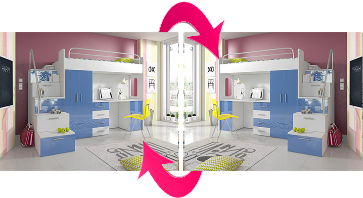 Antresola RAJ IV s - biurko + szafa + schodki - biało / biały połysk Rodzaj łóżka łóżko piętrowe