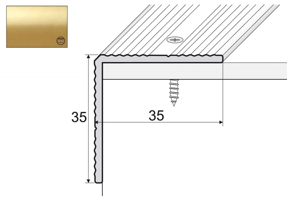 

Kątownik aluminiowy A34, 180cm Złoto 35x35mm