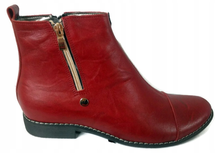 STYLOWE, WYGODNE BOTKI DWA ZAMKI SKÓRA NAT UNI-81 Kod producenta UNI.81.CZER