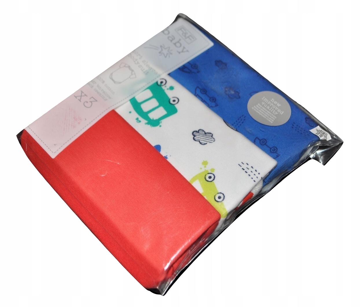 

F&f Body Krótki Rękaw 3szt 0-3m 62cm Auto Bus
