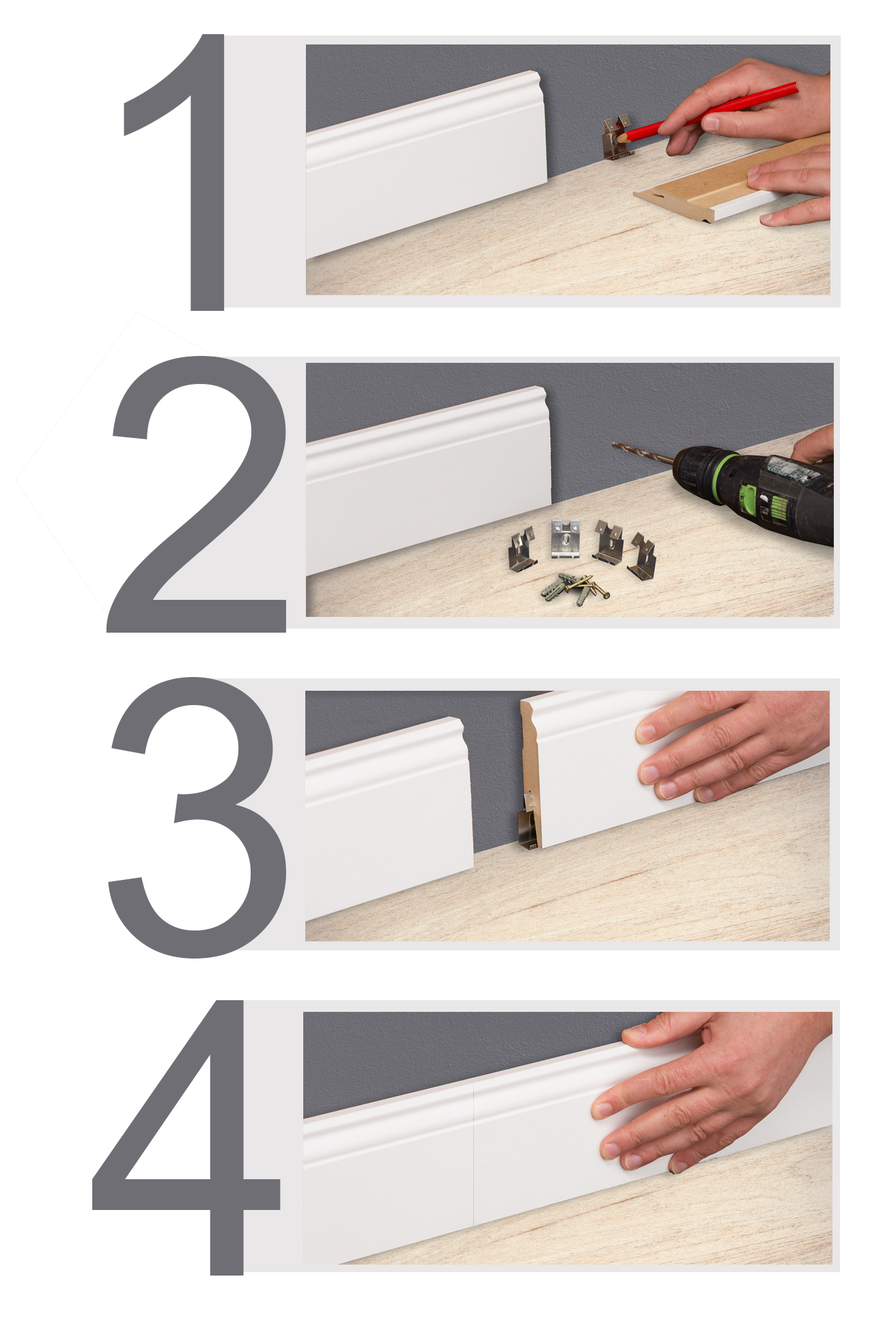 LISTWA PRZYPODŁOGOWA MDF BIAŁA RYFLOWANA 10cm Marka Golddoor