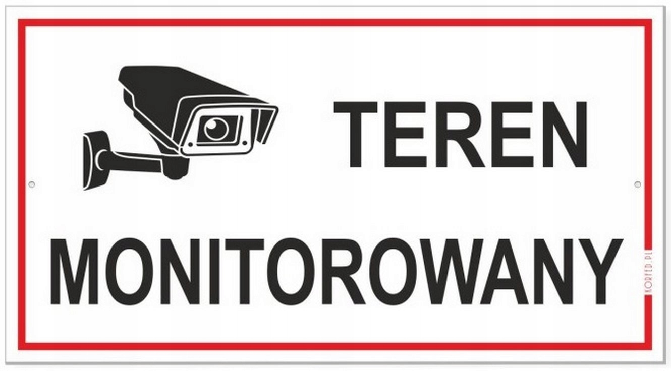 

Tabliczka Teren Monitorowany 30 x 16,5 cm kamery