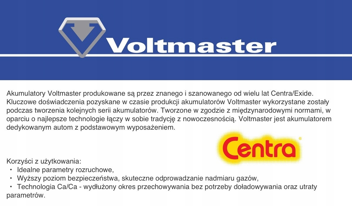 Akumulator VOLTMASTER 12V 80Ah 700A P+ Producent części Exide