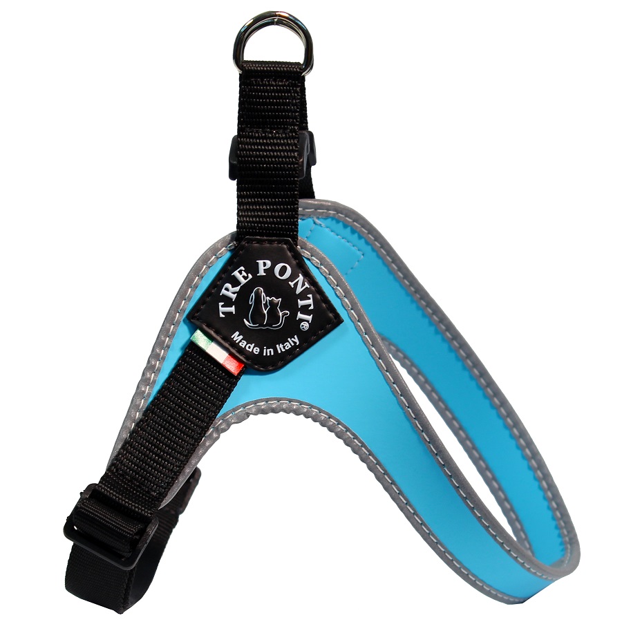 Levně Postroj pro psa Tre Ponti Easy Fit Modrý s nastavitelnou odrazkou velikost XL
