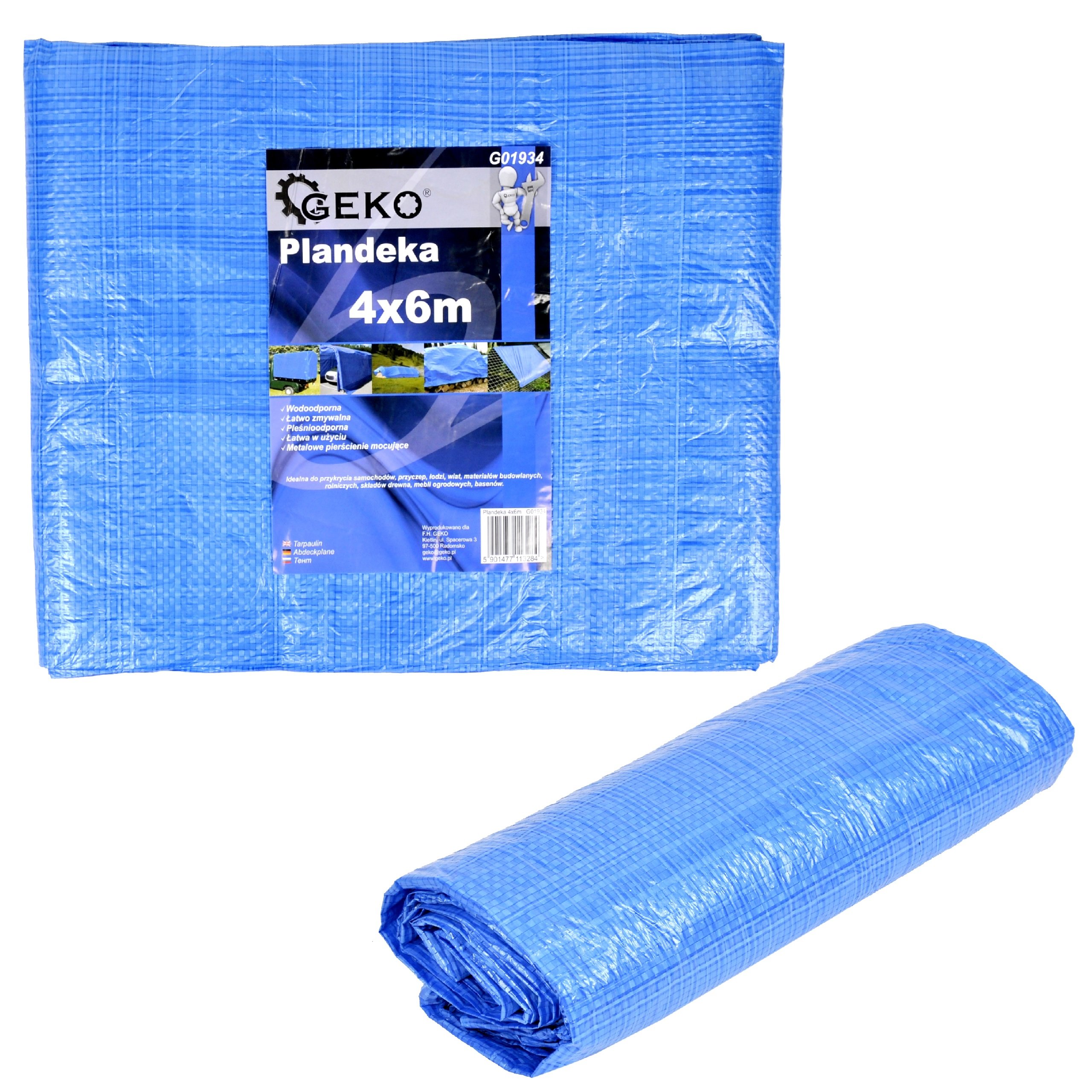 

Plandeka 6x10m niebieska mocna jakość 75g