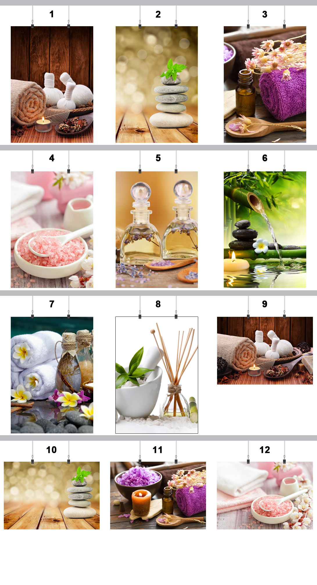 PLAKAT SPA RELAKS MASAŻ 50x70 CM 16 WZORÓW MATOWY Marka inna