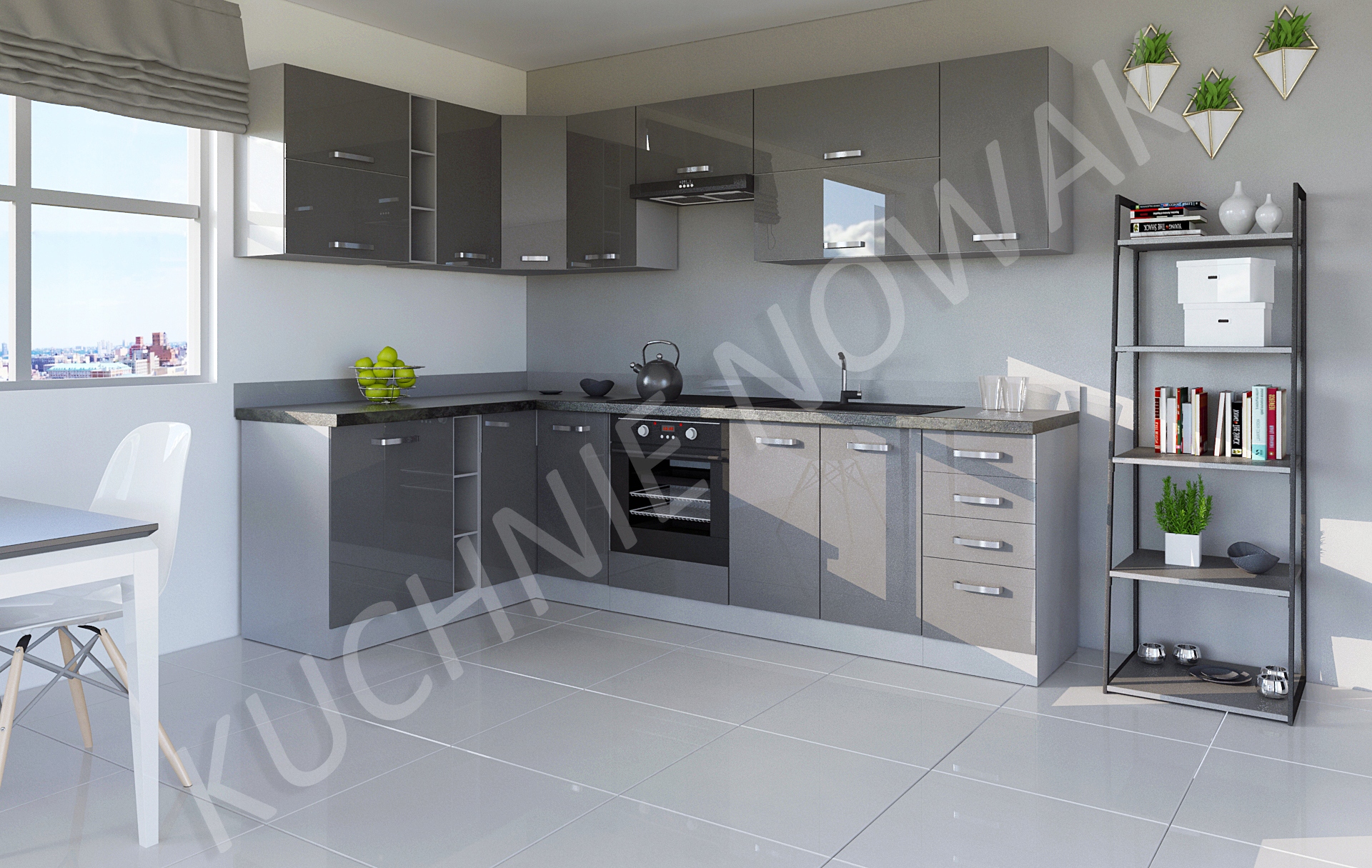 MEBLE KUCHENNE TORINO/ RED/ BIANKA POŁYSK MDF Marka inna