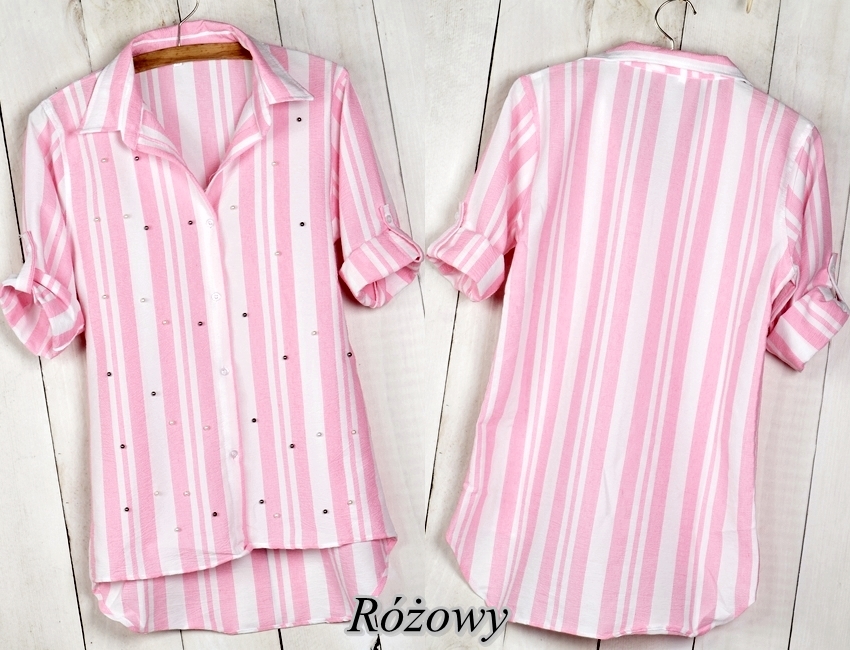 371 KOSZULA PASY PERŁY GUZIKI KOŁNIERZYK M/L Rozmiar M/L