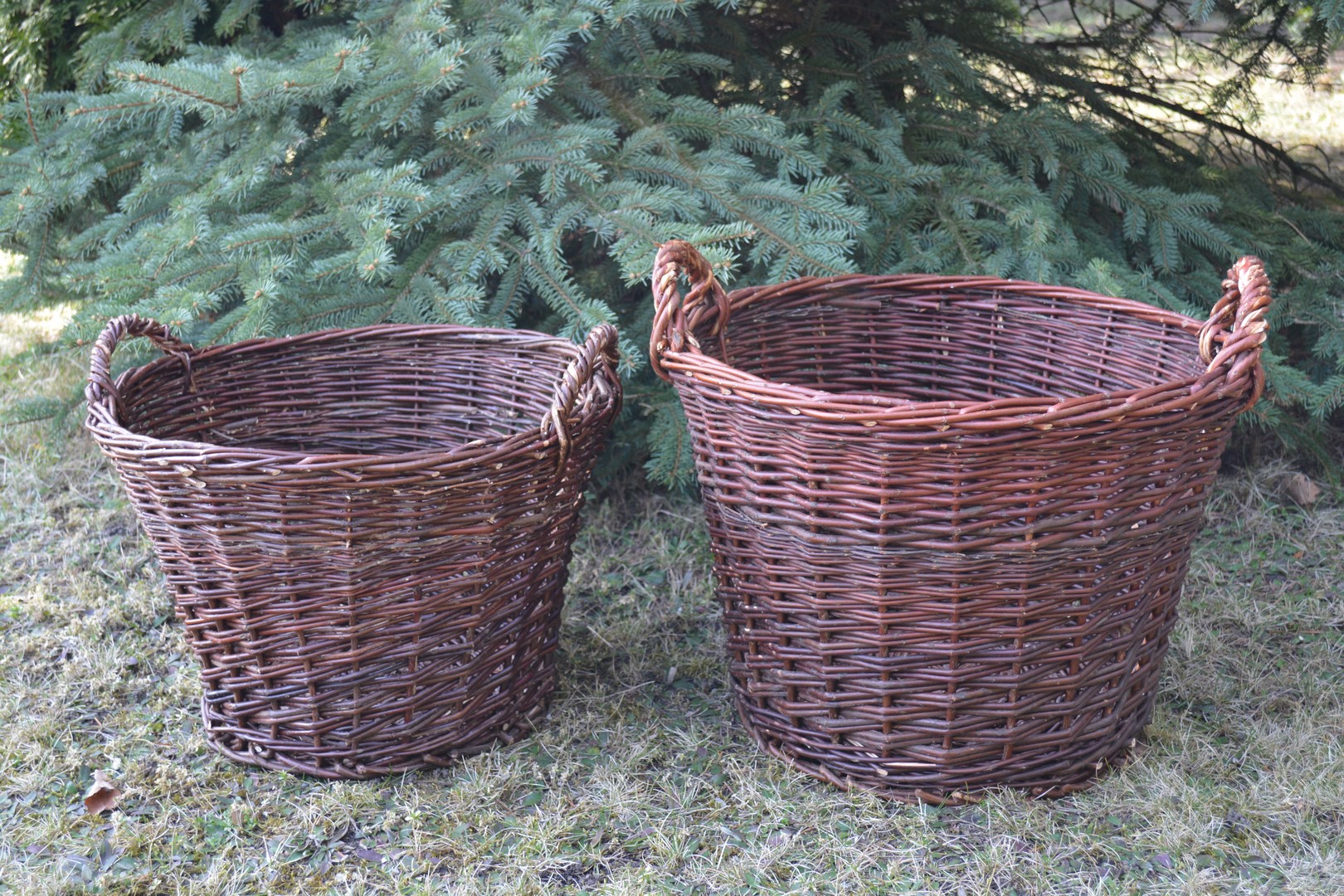 KOMPLET 2 DUŻE KOSZE WIKLINOWE DONICA Z WIKLINY Seria Kosze wiklinowe