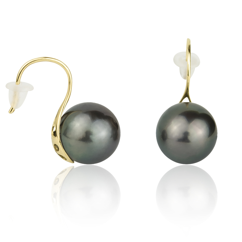 Luxusní Zlaté Náušnice 18K S Perlami Tahiti