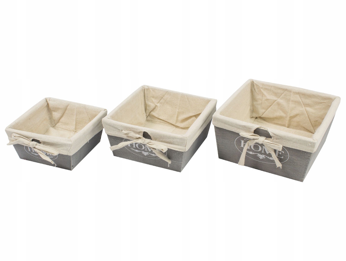 

Zestaw 3 Koszy pojemnik Organizer drewno UC60130-2