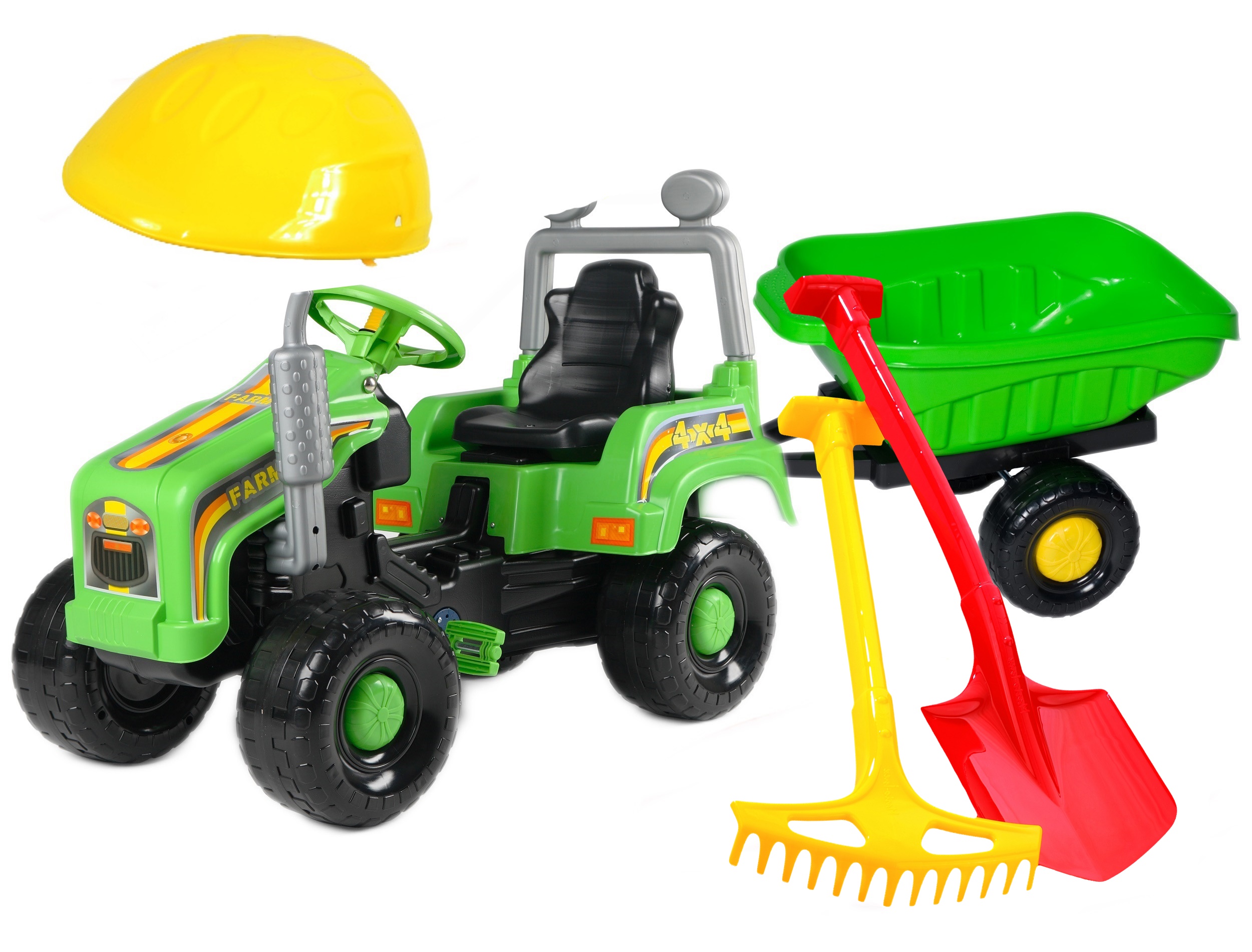Traktor Traktor skvelý s prívesom + grotisy + helma