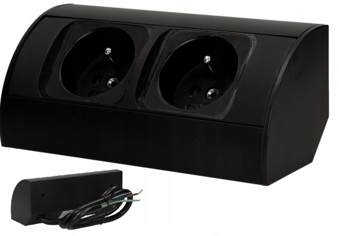 GNIAZDO PODWÓJNE NAROŻNE MEBLOWE PODSZAFKOWE Z UZIEMIENIEM CZARNE ORNO EAN (GTIN) 5902560328516