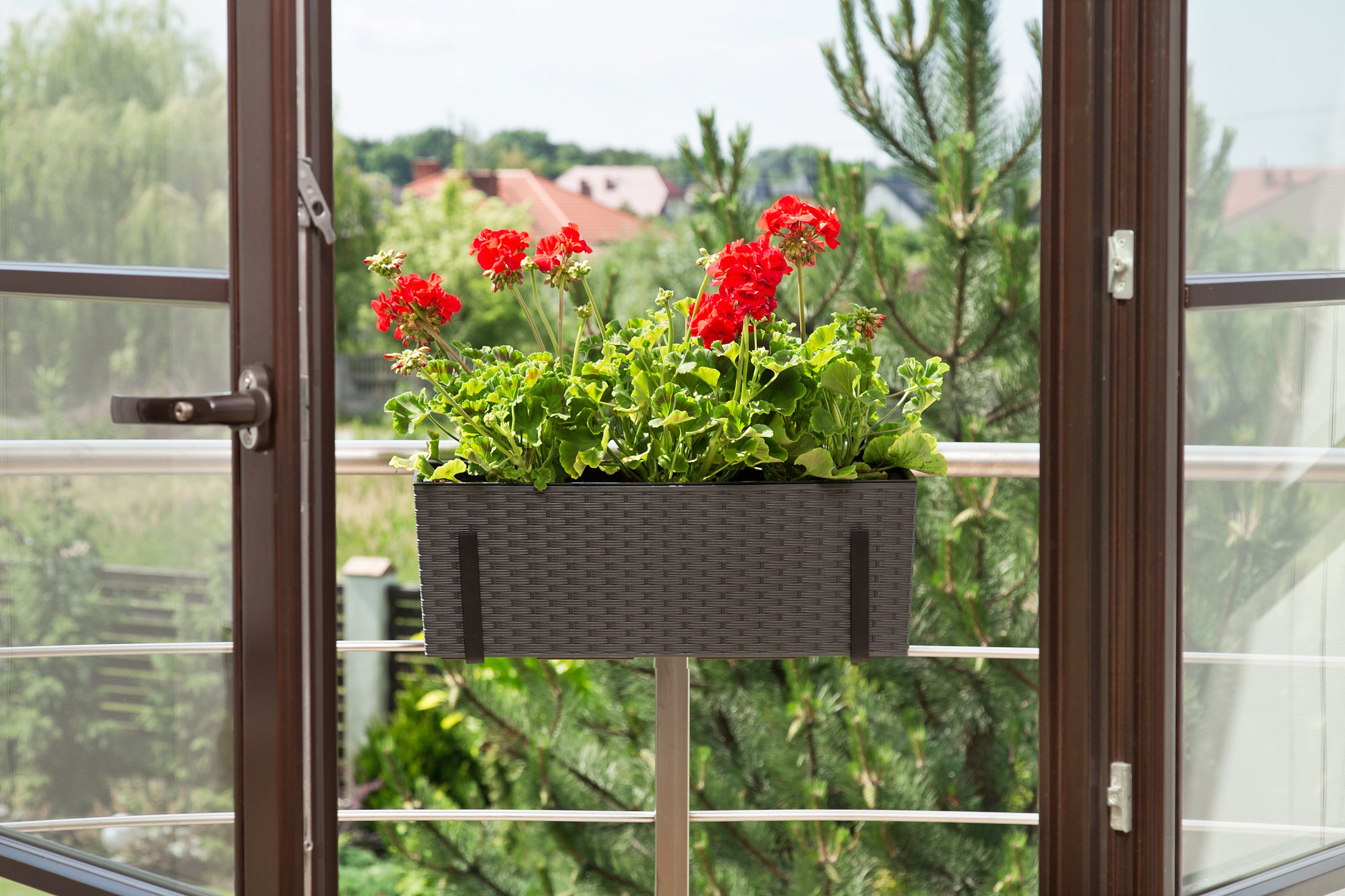 SKRZYNKA BEGONIA RATTAN 19x56 h29,5 WKŁAD BIAŁA Kolor biały