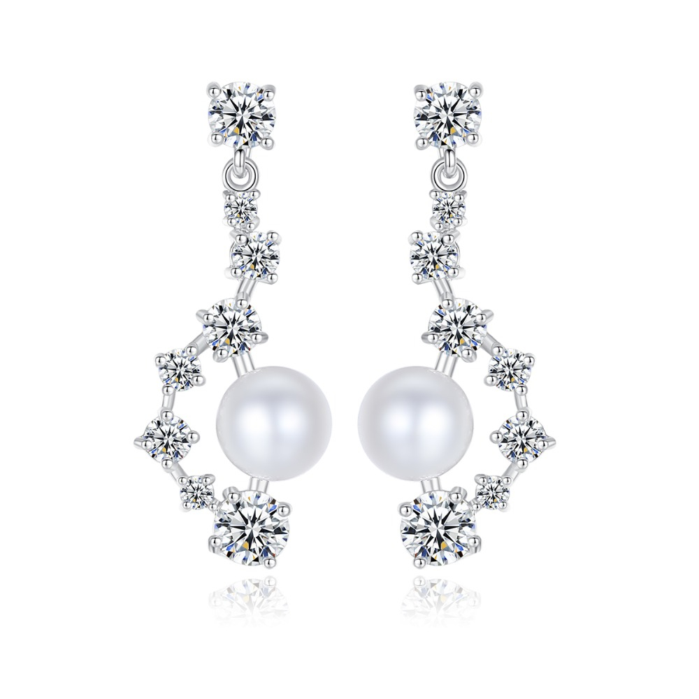 NASSARIUS KOLCZYKI PERŁA CYRKONIA SWAROVSKI KWIAT