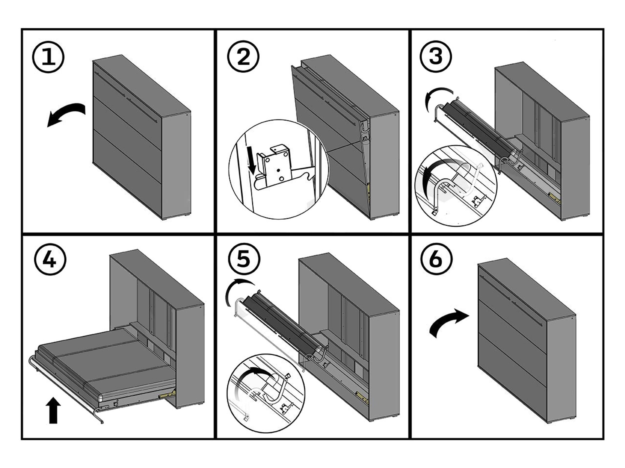 PÓŁKOTAPCZAN ŁÓŻKO CHOWANE w Szafie CONCEPT PRO 03 Typ łóżka ze stelażem
