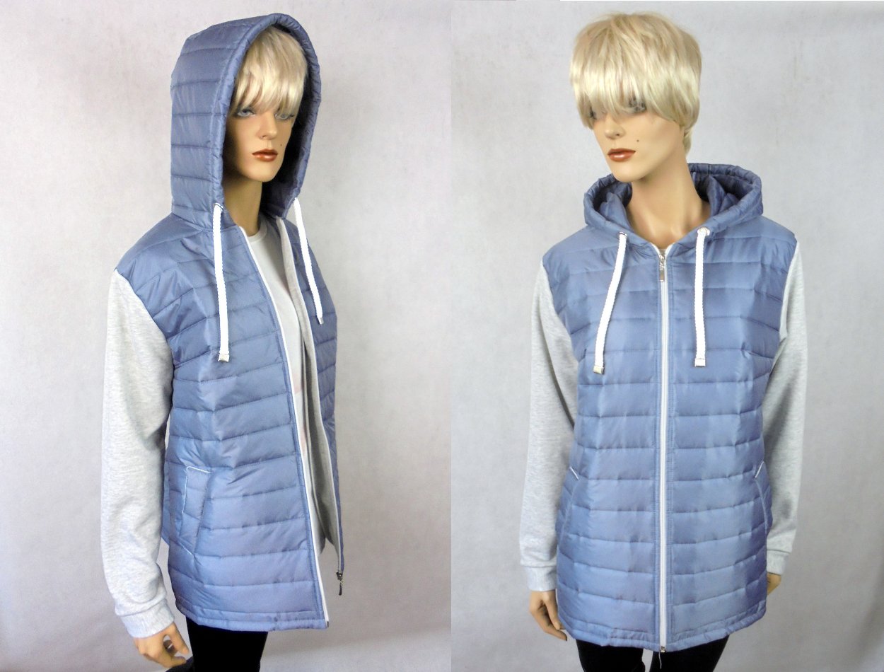 KURTKA PIKOWANA DRESOWE RĘKAWY KAPTUR XL 44 46 Wzór dominujący paski