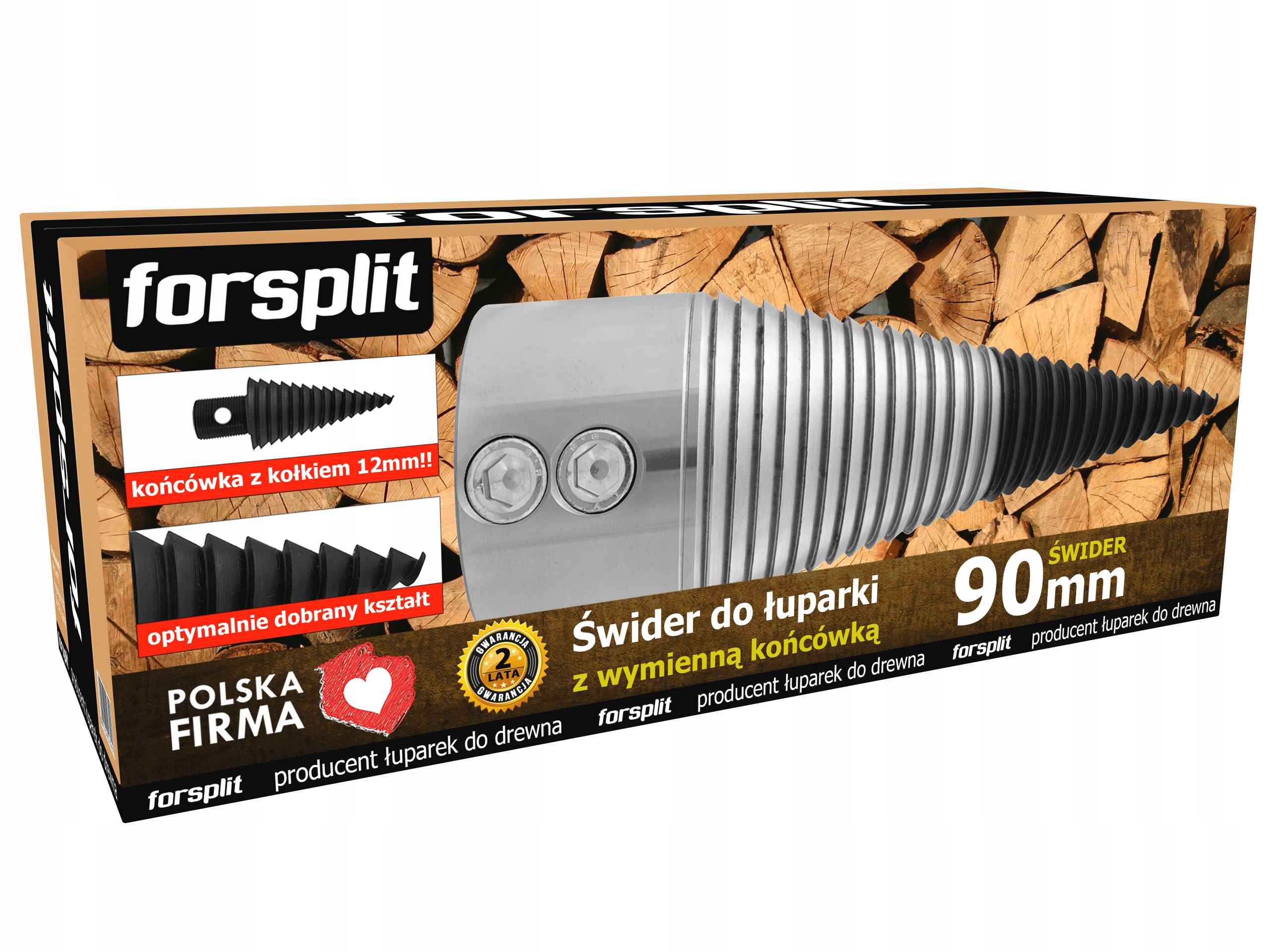Štípač dřeva vrták 90 mm 30 mm kužel štípače s hrotem štěpkovače