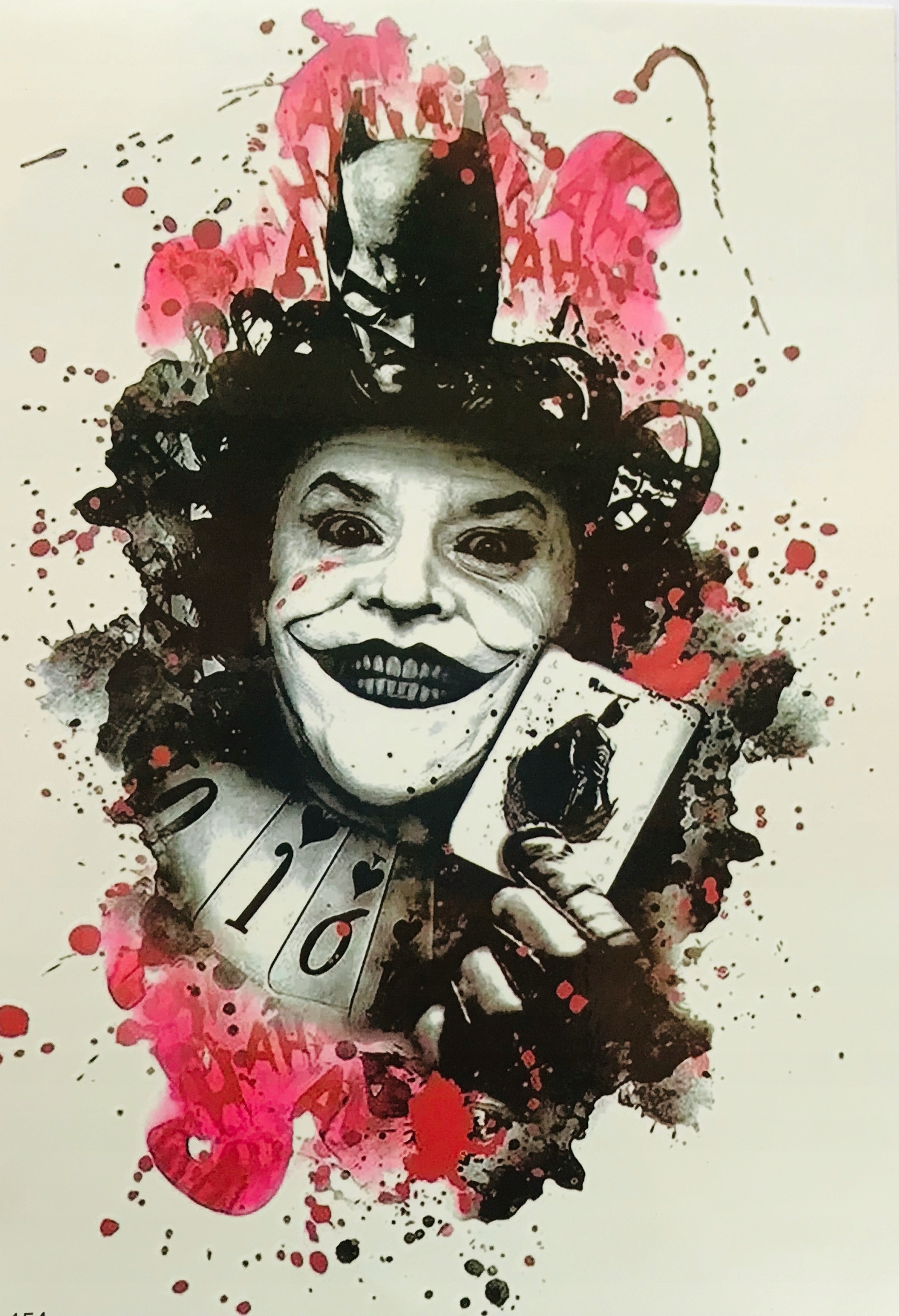 

Tatuaż zmywalny joker batman karta groźny zły duży