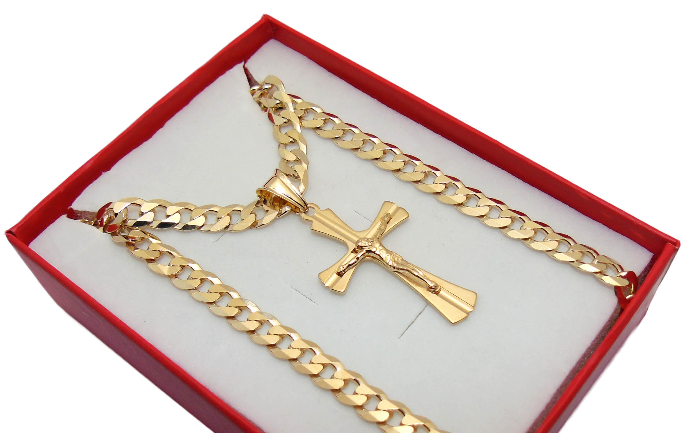 

Pozłacany Srebrny Łańcuszek 60cm z Krzyżykiem