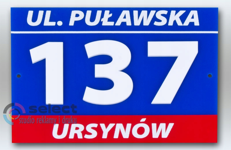 TABLICZKA ADRESOWA NUMER NA DOM 3D WARSZAWA 40x30 Marka Select