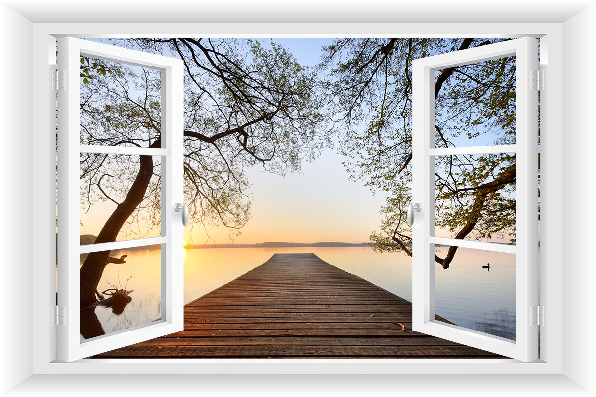 

Fototapeta Okno 3D Most Pomost Drzewa WIDOK150x100