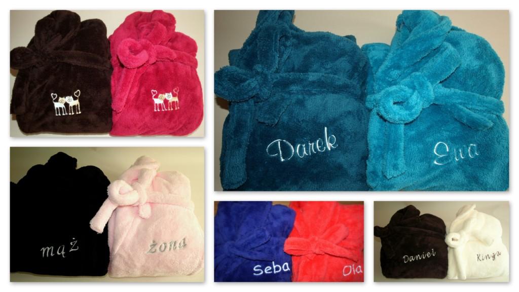 2 szlafroki z HAFTEM - prezent na ŚLUB, ROCZNICE Rękaw długi rękaw