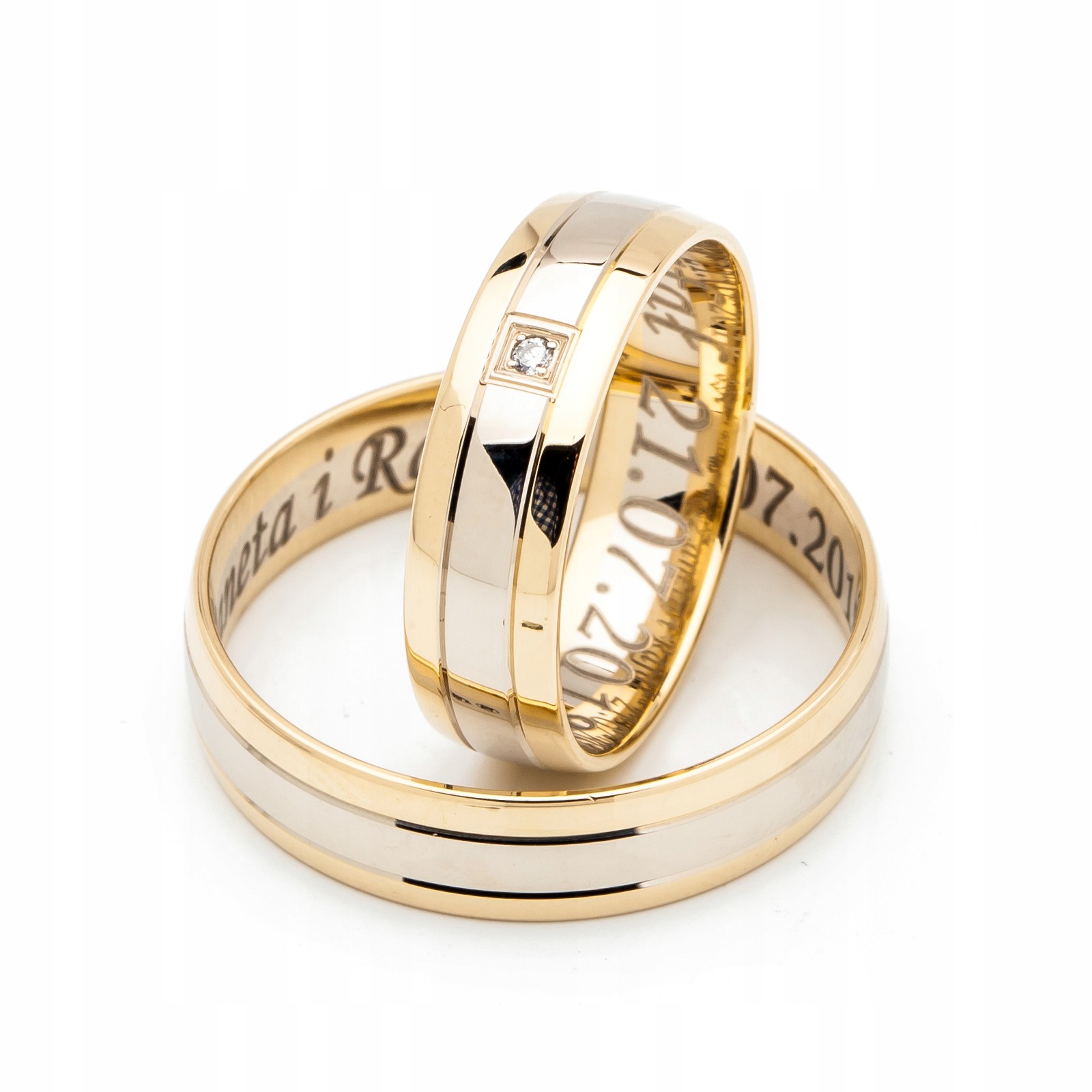 ZŁOTE ŚLUBNE OBRĄCZKI Z CYRKONIĄ MODEL OE-38 Marka Inna marka