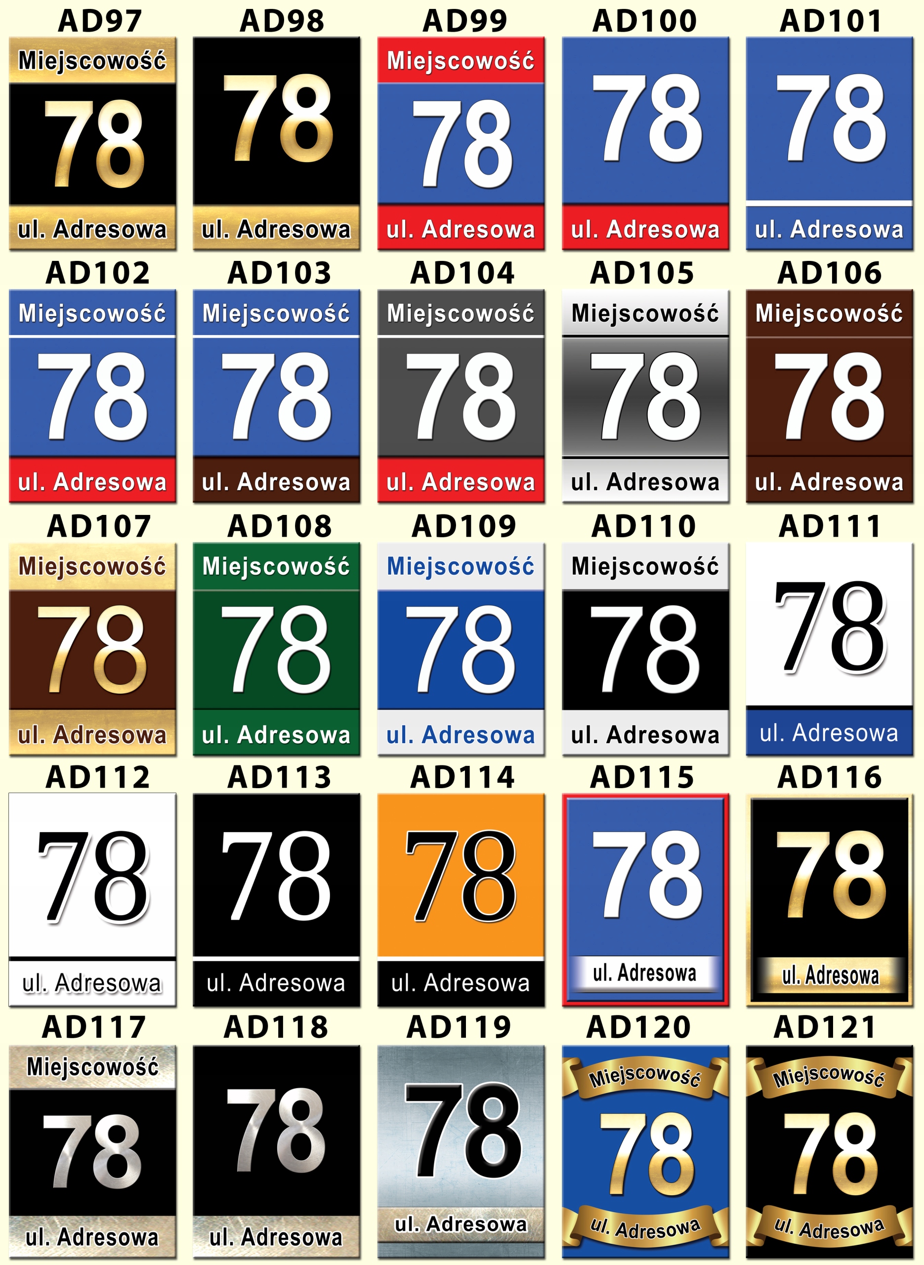 TABLICZKA ADRES NUMER DOM POSESJA ULICA DZIAŁKA Kolor inny