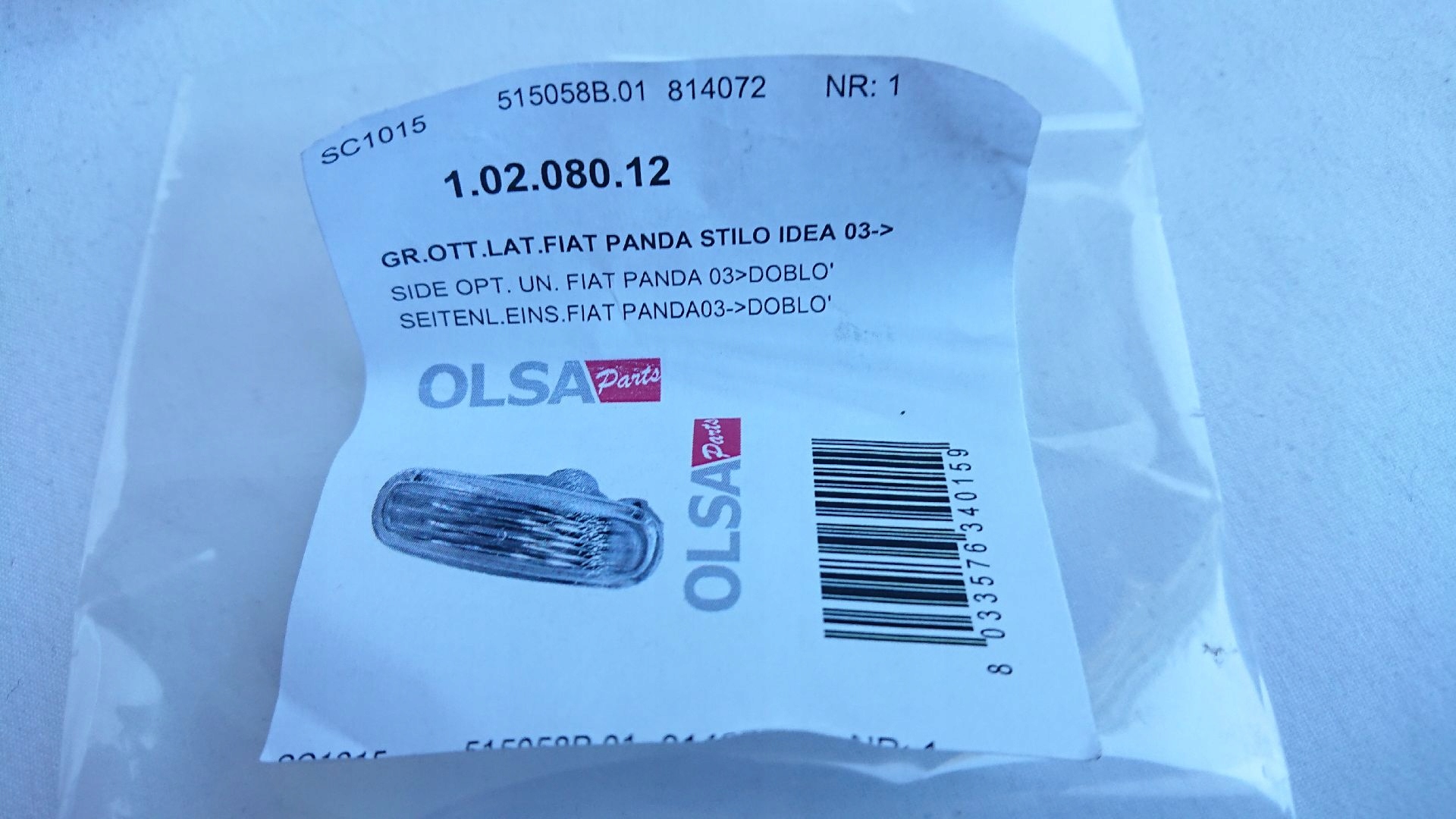 MIGACZ BOCZNY FIAT PANDA GRANDE PUNTO STILO oryg. Jakość części (zgodnie z GVO) O - oryginał z logo producenta pojazdu (OE)