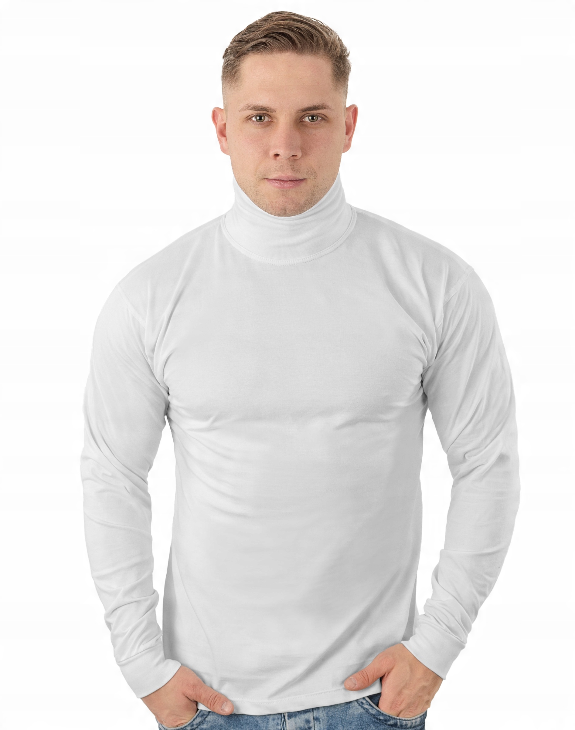 

Elegancki Sweter Golf Męski Golfy Wxm r 5XL biały
