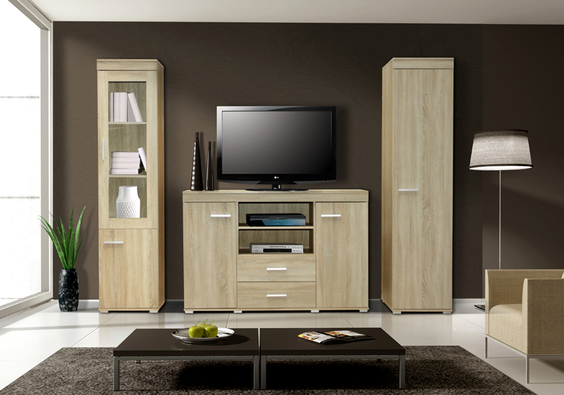 Komoda 180 cm dąb sonoma kasztan system M-1 Marka inna