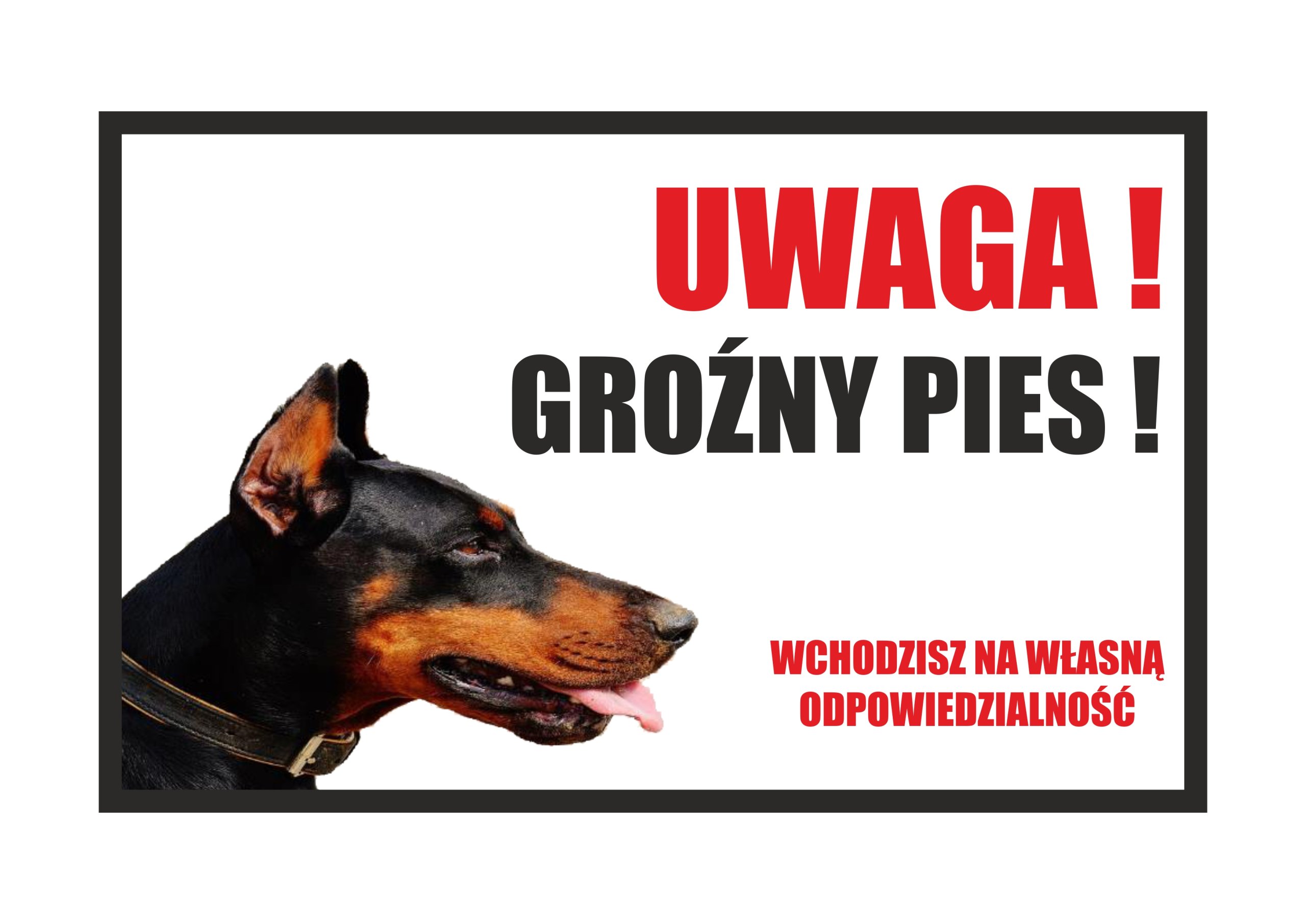 

Tabliczka Pcv Uwaga Pies Zły Pies Rasy 20x12,5cm