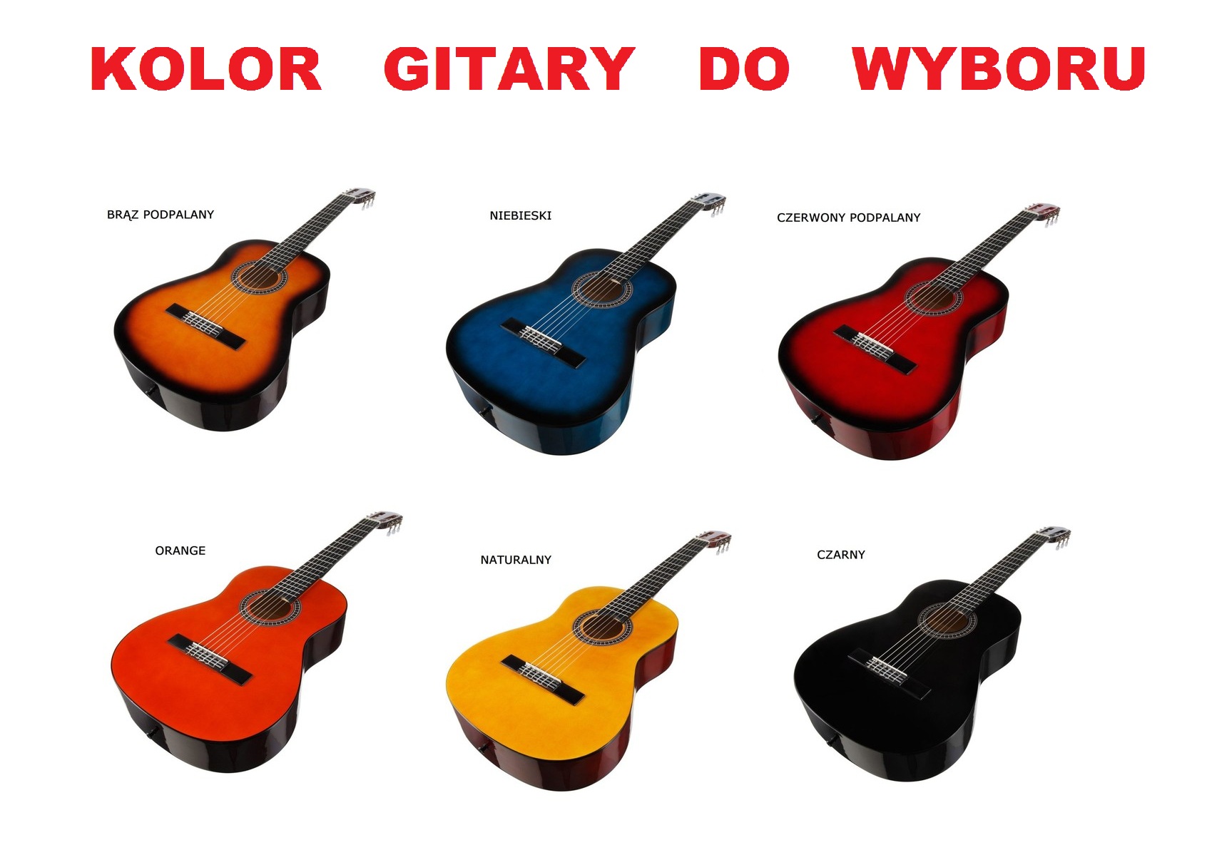 GITARA KLASYCZNA - SUPER JAKOŚĆ 4/4 TUNER + DVD! Rozmiar 4/4