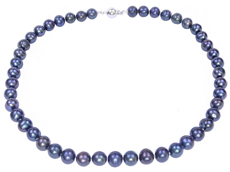 Orientální Stříbrný Náhrdelník S Černými Perlami